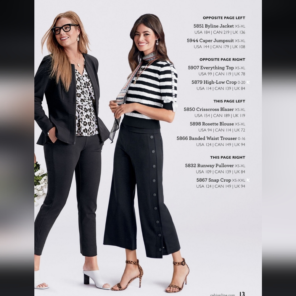 CAbi Black Button-Detail Cropped Pants